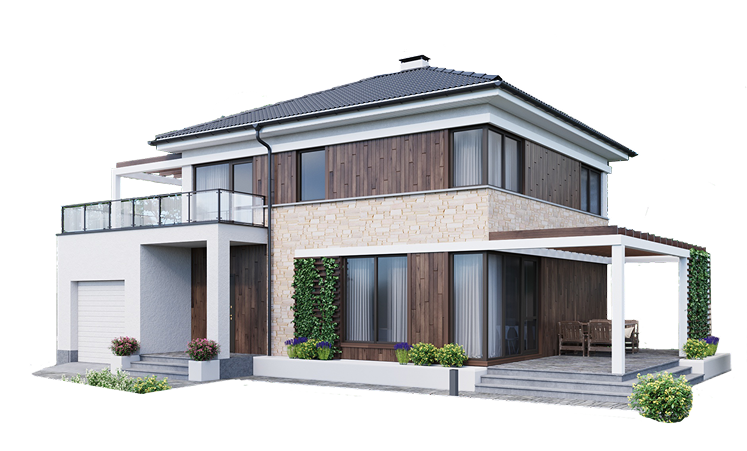 Moderna kuća sa prozorima