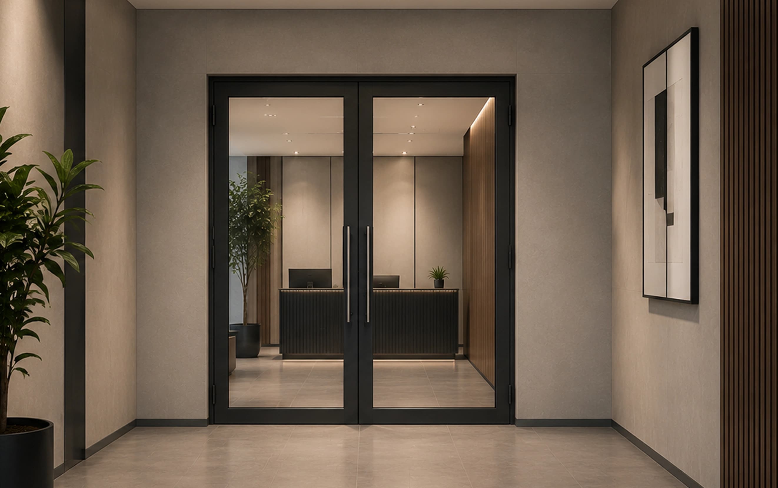 Custom interior doors in a modern interior