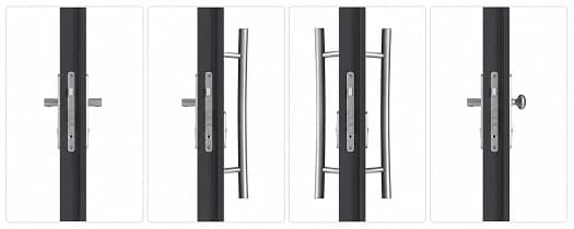 Handle and grab-bar combinations for glass entrance doors
