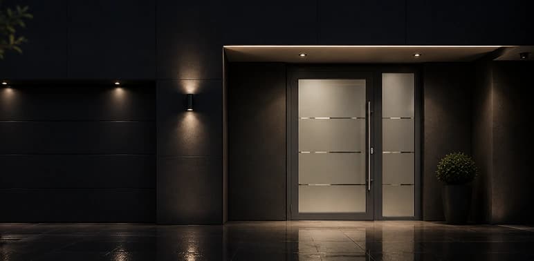 Glass entrance doors — modern entrance with frosted glass
